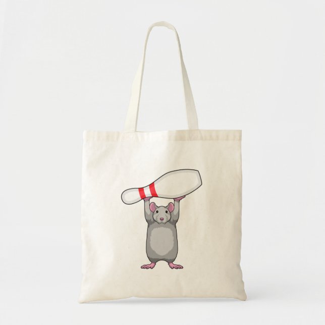 Mouse at Bowling with Bowling pin Tote Bag (Front)