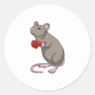 Mouse at Boxing with Boxing gloves Classic Round Sticker