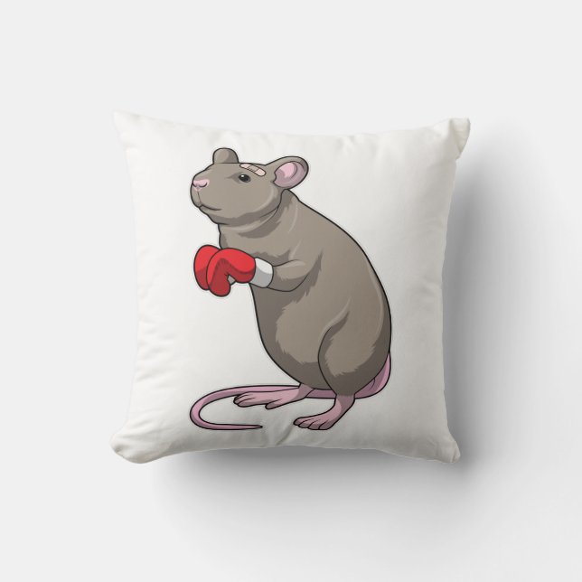 Mouse at Boxing with Boxing gloves Cushion (Front)