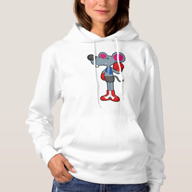 Mouse at Boxing with Boxing gloves Hoodie (Front)