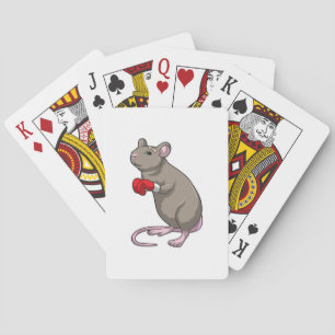Mouse at Boxing with Boxing gloves Playing Cards