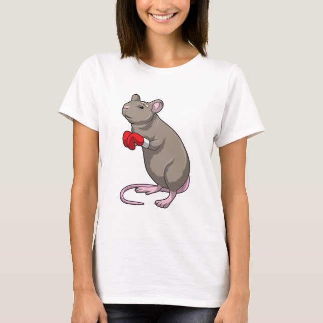 Mouse at Boxing with Boxing gloves T-Shirt (Front)