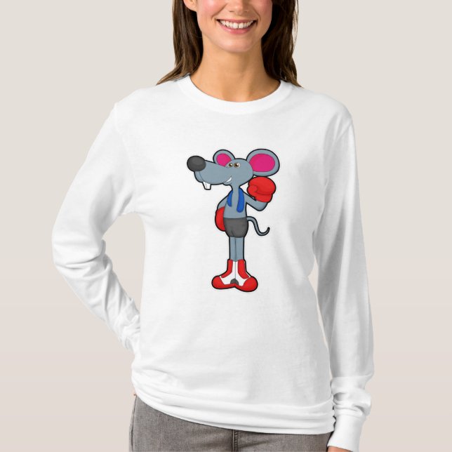 Mouse at Boxing with Boxing gloves T-Shirt (Front)