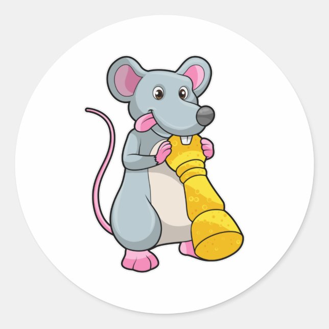 Mouse at Chess with Chess piece Pawn Classic Round Sticker (Front)