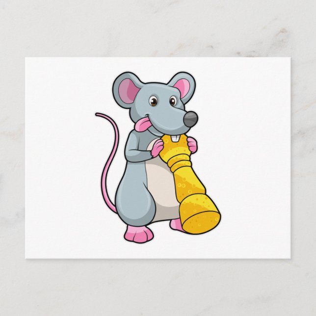 Mouse at Chess with Chess piece Pawn Postcard (Front)