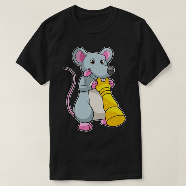 Mouse at Chess with Chess piece Pawn T-Shirt (Design Front)