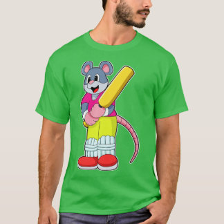 Mouse at Cricket with Cricket bat3  T-Shirt