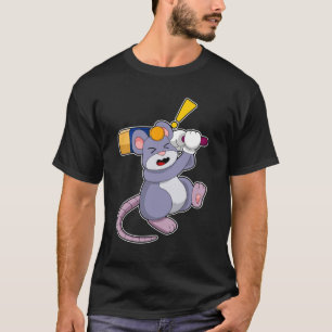 Mouse at Cricket with Cricket bat T-Shirt