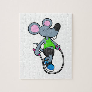 Mouse at Fitness with Rope Jigsaw Puzzle