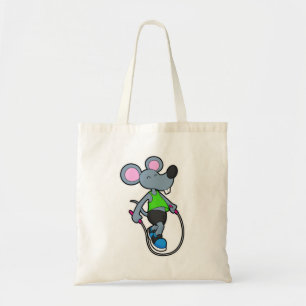 Mouse at Fitness with Rope Tote Bag