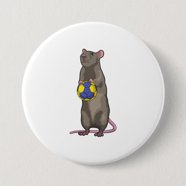Mouse at Handball Sports 7.5 Cm Round Badge (Front)