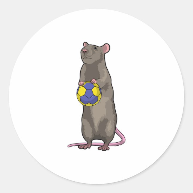 Mouse at Handball Sports Classic Round Sticker (Front)