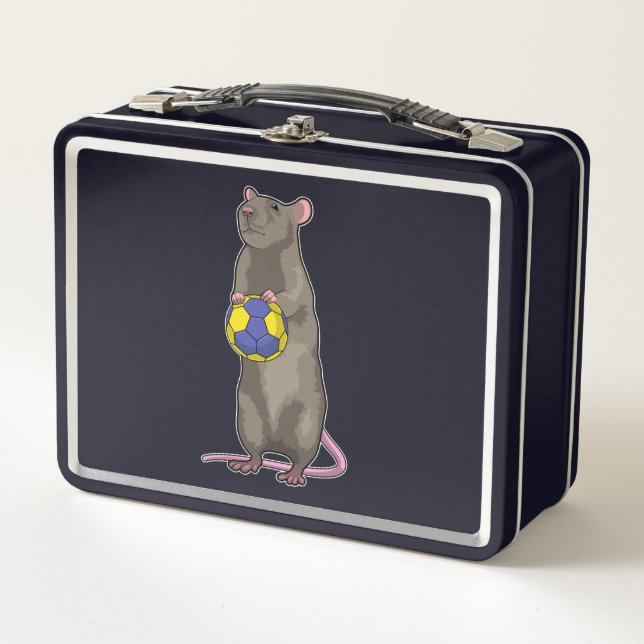 Mouse at Handball Sports Metal Lunch Box (Front)