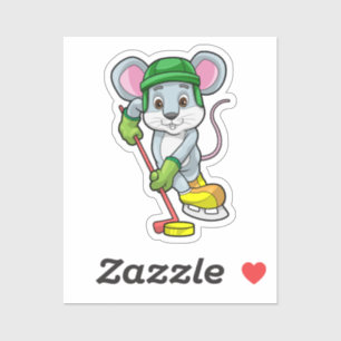 Mouse at Ice hockey with Hockey stick