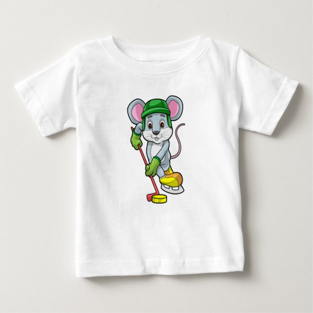 Mouse at Ice hockey with Hockey stick Baby T-Shirt (Front)