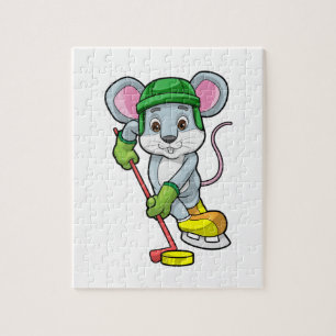 Mouse at Ice hockey with Hockey stick Jigsaw Puzzle