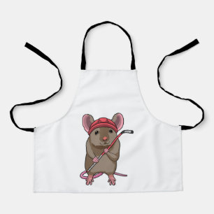Mouse at Ice hockey with Ice hockey stick Apron