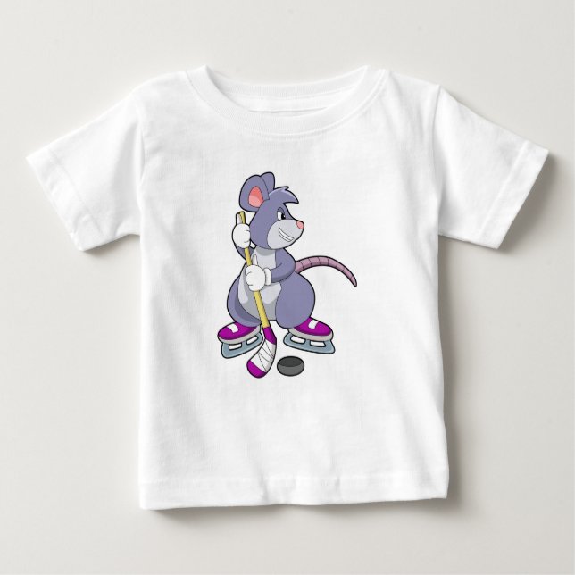 Mouse at Ice hockey with Ice hockey stick Baby T-Shirt (Front)
