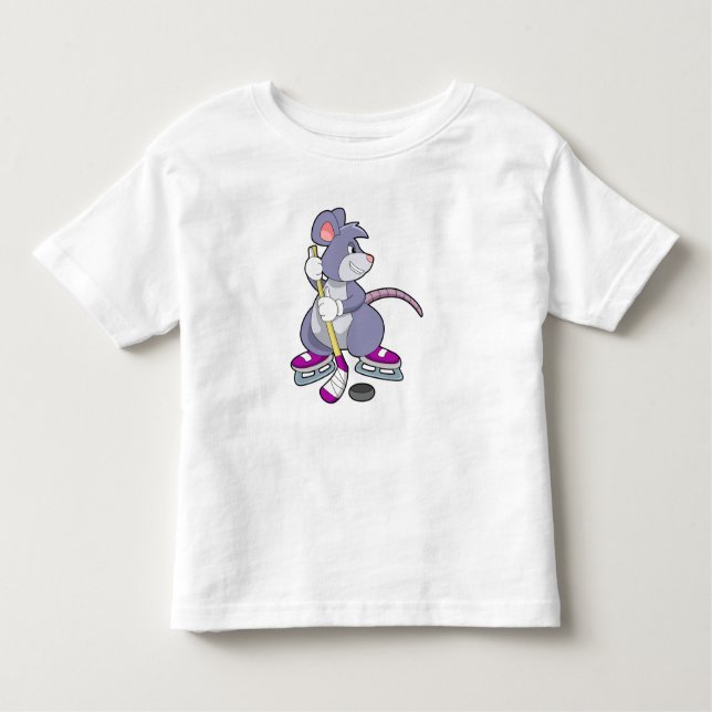 Mouse at Ice hockey with Ice hockey stick Toddler T-Shirt (Front)
