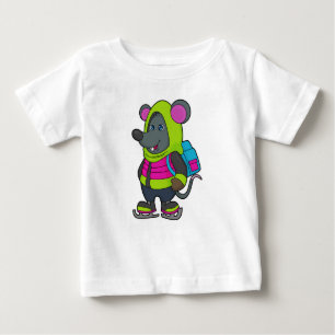 Mouse at Ice skating with Ice skates & Backpack.pn Baby T-Shirt