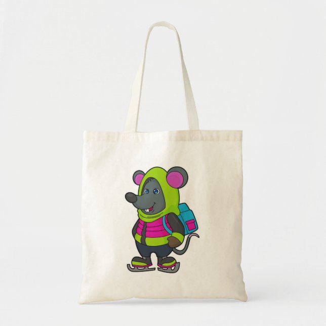 Mouse at Ice skating with Ice skates & Backpack.pn Tote Bag (Front)