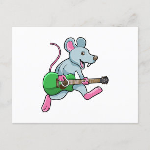 Mouse at Music with Guitar Postcard
