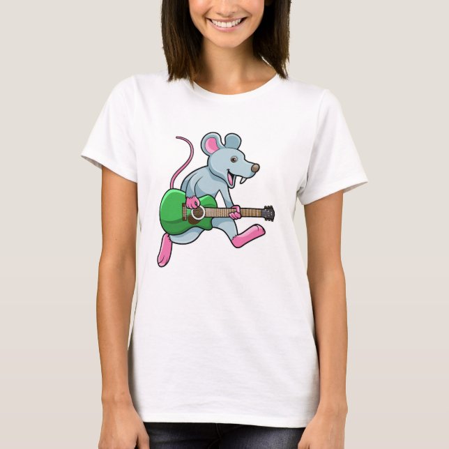 Mouse at Music with Guitar T-Shirt (Front)