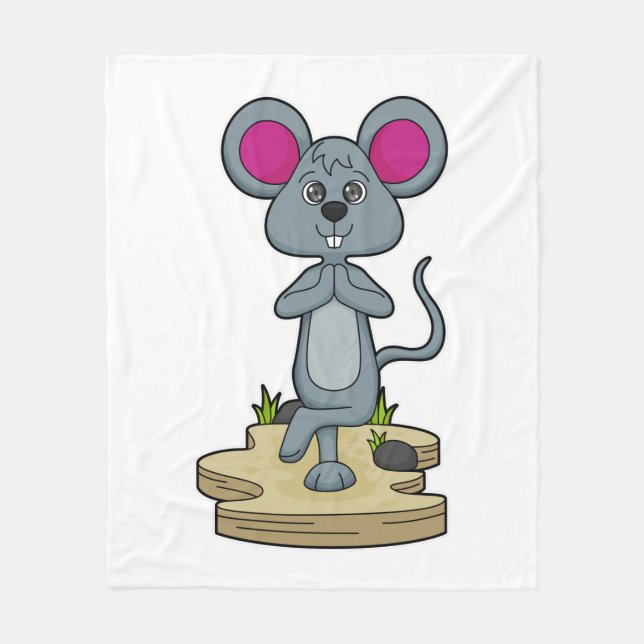Mouse at Yoga Fitness Fleece Blanket (Front)