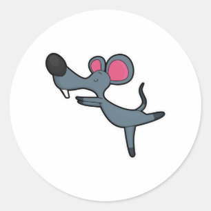 Mouse at Yoga Stretching exercise Classic Round Sticker
