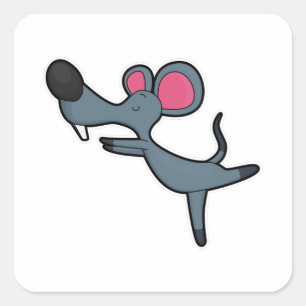 Mouse at Yoga Stretching exercise Square Sticker