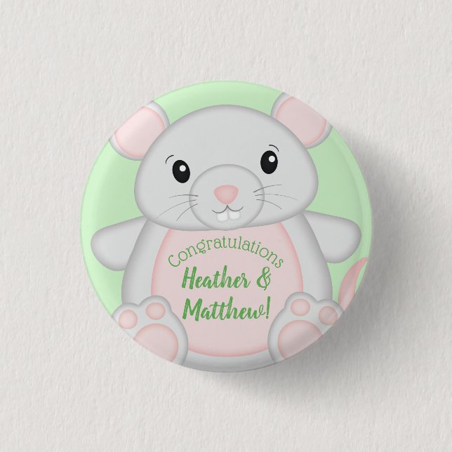 Mouse Baby Shower 3 Cm Round Badge (Front)