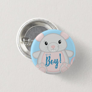 Mouse Baby Shower Blue 3 Cm Round Badge