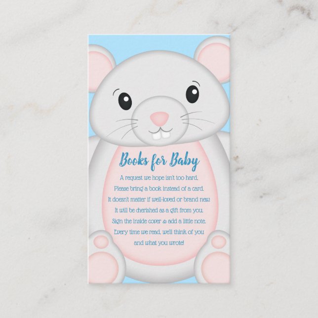 Mouse Baby Shower Blue Enclosure Card (Front)