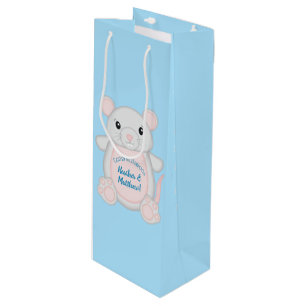 Mouse Baby Shower Blue Wine Gift Bag