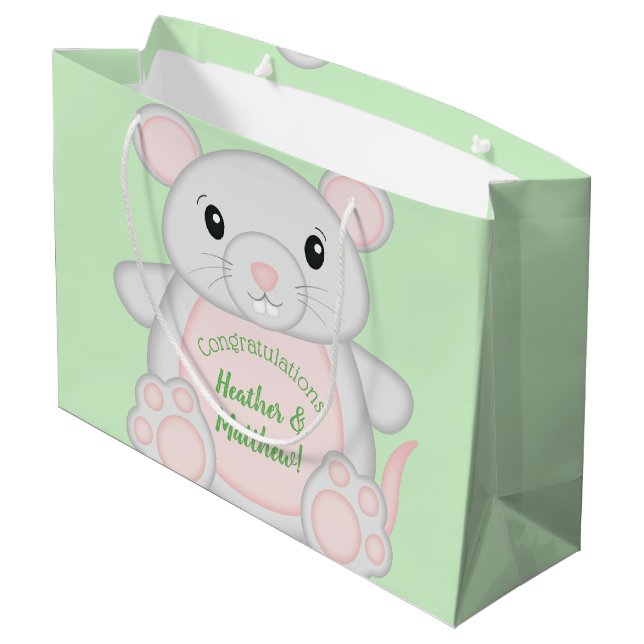 Mouse Baby Shower Large Gift Bag (Back Angled)