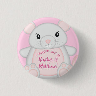 Mouse Baby Shower Pink 3 Cm Round Badge