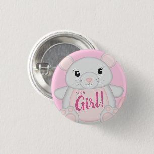 Mouse Baby Shower Pink 3 Cm Round Badge