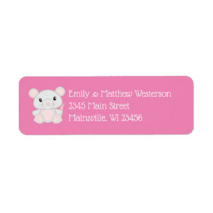 Mouse Baby Shower Pink Return Address Label