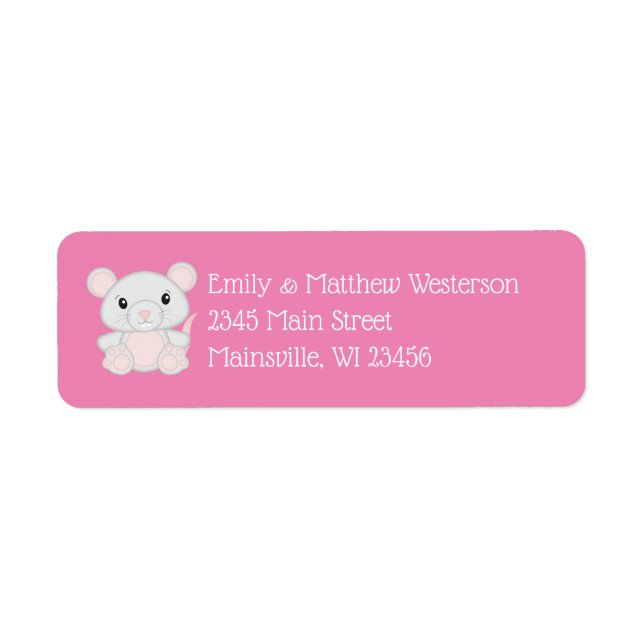 Mouse Baby Shower Pink Return Address Label (Front)
