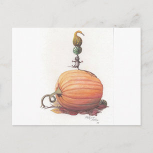 Mouse Balancing Pumpkins Postcard