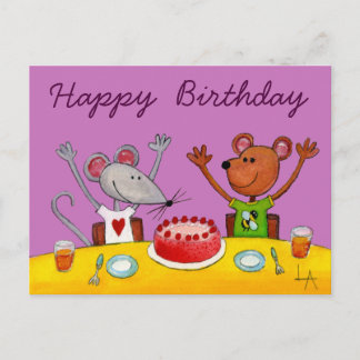 Mouse & Bear Party Postcard