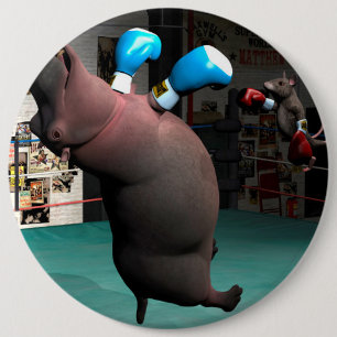 Mouse Beats Hippo KO 6 Cm Round Badge