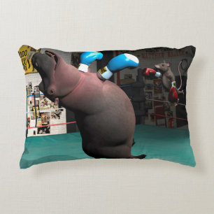 Mouse Beats Hippo KO Decorative Cushion