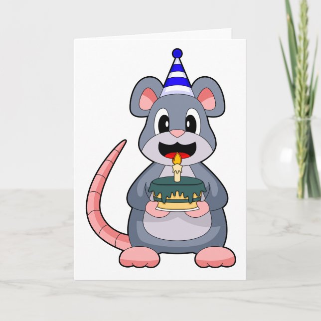 Mouse Birthday Candle Cake Card (Front)