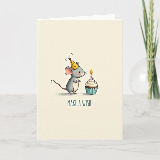 Mouse Birthday Illustration Card (Front)