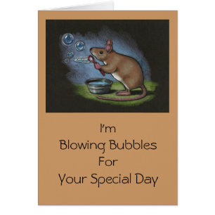 Mouse Blowing Bubbles: All Occasion: Colour Pencil