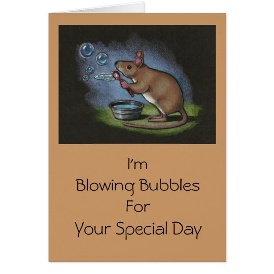Mouse Blowing Bubbles: All Occasion: Colour Pencil Card