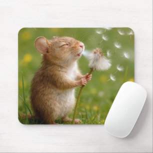 Mouse Blowing Dandelion Seeds Pad