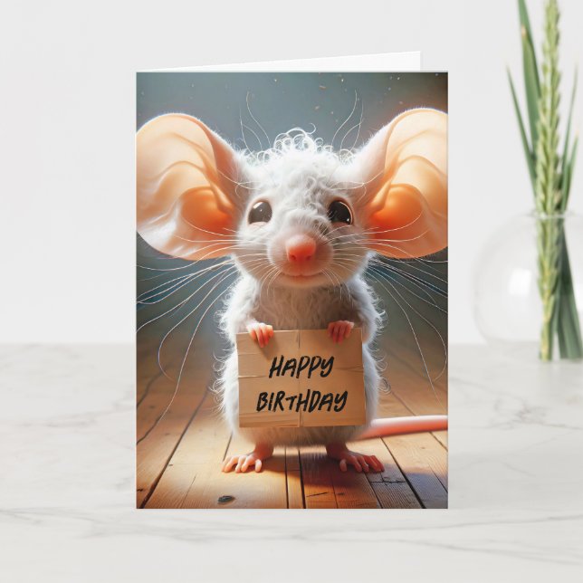 Mouse Cardboard Birthday Sign Card (Front)