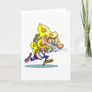 Mouse Carrying Cheese Greeting Cards